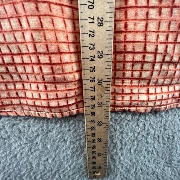 Tommy Bahama 100% Linen MensLarge Orange/White Gingham Plaid Shirt - Picture 15 of 16